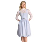 Krüger Dirndl Alisha 60cm Länge Knielang | Eleganten Samt-Dirndl mit gemusterter Dirndlschürze | Damen (DE/NL/SE/PL, Numerisch, 40, Regular, Regular, hellblau)