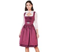 Krüger Dirndl Alisha 60cm Länge Knielang | Eleganten Samt-Dirndl mit gemusterter Dirndlschürze | Damen (DE/NL/SE/PL, Numerisch, 42, Regular, Regular, Beere)