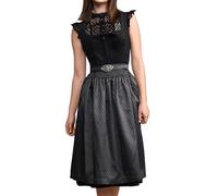 Krüger Dirndl Alisha 70cm Länge Knielang | Elegantes Samt-Dirndl mit Schlichter Dirndlschürze | Damen (DE/NL/SE/PL, Numerisch, 32, Regular, Regular, schwarz)