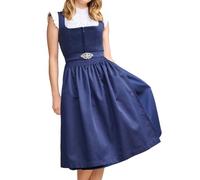 Krüger Dirndl Alisha 70cm Länge Knielang | Elegantes Samt-Dirndl mit Schlichter Dirndlschürze | Damen (DE/NL/SE/PL, Numerisch, 48, Regular, Regular, blau)