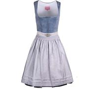 Krüger Dirndl Aurela 60cm Länge Knielang | Elegantes Samt-Dirndl mit Schlichter Dirndlschürze | Damen (DE/NL/SE/PL, Numerisch, 46, Regular, Regular, hellblau)