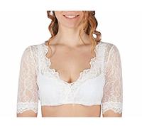 Krüger-Dirndl Dirndlbluse Cassandra Halbarm Spitze leicht transparent Ecru Größe 30