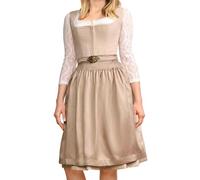 Krüger Dirndl Evi 60cm Länge Ton-in-Ton | Elegantes Cord-Dirndl Reißverschluss | Dirndlschürze mit Schließe | Damen (DE/NL/SE/PL, Numerisch, 34, Regular, Regular, beige)