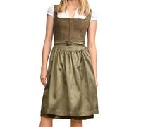 Krüger Dirndl Evi 60cm Länge Ton-in-Ton | Elegantes Cord-Dirndl Reißverschluss | Dirndlschürze mit Schließe | Damen (DE/NL/SE/PL, Numerisch, 42, Regular, Regular, Schilf)
