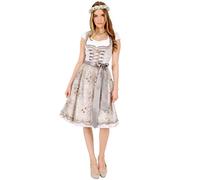 Krüger Dirndl Midi Dirndl 2tlg. 60 cm NENA Silber beige, 34