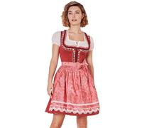 Krüger Dirndl Mini Dirndl Ulrika rot 50 cm Rocklänge Blumenmuster Gr. 44 Damen