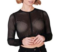 Krüger Dirndlbluse Araceli Langarm | Bluse aus Spitze | hochgeschlossen (DE/NL/SE/PL, Numerisch, 32, Regular, Regular, schwarz)
