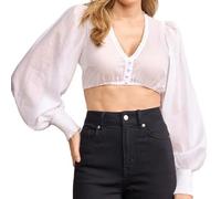 Krüger Dirndlbluse Carolin Langarm | V-Ausschnitt Chiffon | leicht (DE/NL/SE/PL, Numerisch, 40, Regular, Regular, Ecru)