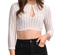 Krüger Dirndlbluse Erija 3/4-Arm | Tropfenausschnitt Spitze | elastisch (DE/NL/SE/PL, Numerisch, 40, Regular, Regular, Ecru)
