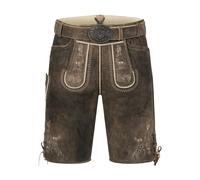 Krüger Herren Trachten Lederhose Deniz, kurz, mit Gürtel, echtes Leder, Knielang, Tracht, Volksfest