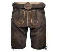 Krüger Herren Trachten Lederhose kurz, Modell: Elliot mit Gürtel, Knielang, Tracht, Volksfest