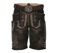 Krüger Herren Trachten Lederhose kurz, Modell: Lederhose Herakles mit Gürtel, Knielang, Art.-Nr. 096627-0-0076, 52, braun