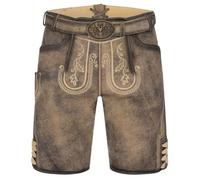 Krüger Herren Trachten Lederhose, kurz, Modell: Lederhose Magnus mit Gürtel, Knielang, braun, Art.-Nr. 962065-0-0007, 48,