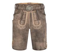 Krüger Herren Trachten Lederhose kurz, Modell: Lederhose Mailo mit Gürtel, Knielang, Tracht, Volksfest