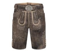 Krüger Herren Trachten Lederhose kurz, Modell: Lederhose Ron mit Gürtel, Knielang, Art.-Nr. 969168-0-0007, 50,