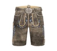 Krüger Herren Trachten Lederhose kurz, Modell: Pino mit Gürtel, Knielang, Art.-Nr. 962567-0-0708, 46,