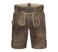Krüger Herren Trachten Lederhose Mischa, kurz, mit Gürtel, echtes Leder, Knielang, Tracht, Volksfest