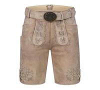 Krüger Herren Trachten Lederhose Patrizio, kurz, mit Gürtel, echtes Leder, Knielang, Tracht, Volksfest