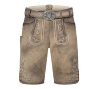 Krüger Herren Trachten Lederhose Wincent, kurz, mit Gürtel, echtes Leder, Knielang, braun Tracht, Volksfest