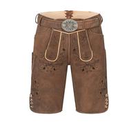 Krüger Herren Trachtenlederhose kurz, Modell: Antonio mit Gürtel, Knielang, Art.-Nr. 965566-0-0071, 48,