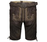 Krüger Herren Trachtenlederhose kurz, Modell:Roger mit Gürtel, Knielang, Herren Trachtenlederhose kurz, Modell: Roger mit Gürtel, Knielang, Art.-Nr. 962066-0-0007, 48,