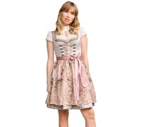 Krüger MADL Dirndl Emilija 414169 | Hellgrau Elegantes Trachtenkleid mit 50 cm Rocklänge - für Wiesn & Festliche Anlässe (DE/NL/SE/PL, Numerisch, 38, Regular, Regular, Hellgrau)