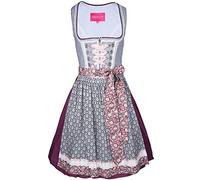 Krüger MADL Dirndl Fashion Queen 60er Länge grau rot (32, grau rot)