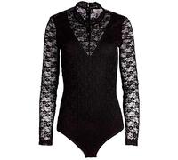 Krüger Spitzenbody ESMA Damen | Trachtenbody aus Spitze Langarm | Body transparenter V-Ausschnitt & Rücken | schwarz Gr 38