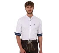 Krüger Trachtenhemd Ryan weiß | Hemd mit Stehkragen und farbigen Details | Herrenhemd Langarm (DE/NL/SE/PL, Alphanumerisch, XXL, Regular, Regular, W.blau (0108))