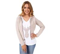 Krüger Trachtenjacke Lena | Strickjacke mit Kapuze für Damen | Angenehmes Material mit Wolle | Jacke wandern (Natur, XL)