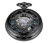 KRXSOBNV, Mechanische Taschenuhr ohne Batterie, Vintage-Taschenuhr, römische Ziffern, mit Gehäuse und Kette, für Herren, Taschenuhren