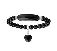 KRYMSON 1 Obsidian-Armband, schwarzes Herz-Armband, Kristallperlen-Armband, Glücksarmband, herzförmiger Anhänger, geeignet für Frauen zum Tragen und Verschenken