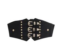 KRYMSON 1 Stück Damengürtel, Schwarz-Gold-Gürtel, Breiter Gürtel Für Damenkleider, Elastischer Gürtel Zum Straffen Der Taille, Jeans, Piraten, Kleiderzubehör