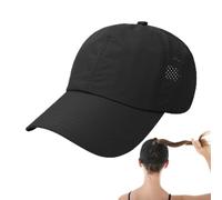 KRYMSON 1 Stück Damenmütze, Damen-Laufmütze, Schwarze Baseballkappe, Mesh-Cross-Pferdeschwanzmütze, Schnell Trocknende Sportmütze, Verstellbare Laufmütze, Geeignet Für Sport, Urlaub, Reisen