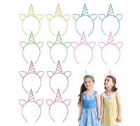 KRYMSON 12 Stück Einhorn-Stirnbänder, Kinder-Partyhüte, Einhorn-Haarschmuck, Kinder-Einhorn-Stirnbänder, Mädchen-Haarbänder, Geeignet Für Party, Geburtstag, Maskerade (Sechs Farben)