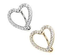 KRYMSON 2 Stück Bauchnabelringe, Bauchnabelnägel, Herzförmiger Bauchnabelstab, Bauchstab, Bauchnabelpiercing, Schwebender Nabel-Diamantschmuck, Bauchnabelpiercing-Set (Silber, Gold)