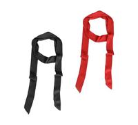 KRYMSON 2 Stück Damenband, Damen-Krawatten, Lange Haargummis, Dekorative Gürtel, Seidig Atmungsaktive Gürtel, Damen-Stoffgürtel (Schwarz, Rot)