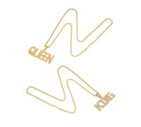 KRYMSON 2 Stück Hip-Hop-Halskette, Goldkette für Männer, Kette für Männer, große Goldkette, Rapper-Halskette, KING-Anhängerkette, QUEEN-Anhängerkette, perfekt für Karneval, Mottoparty