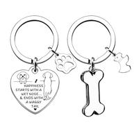 KRYMSON 2 Stück Hunde-Schlüsselanhänger, personalisierte kreative Designs, Hundeknochen, Hunde-Gedenkgeschenke, Hundespaziergangszubehör, passende Geschenke für Hundeliebhaber