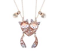 KRYMSON 2 Stück Magnetische Freundschafts-Fuchs-Halskette - Beste Freundin-Geschenk mit Cartoon-Anhänger-Schmuck