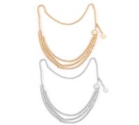 KRYMSON 2 Stück Mehrschichtige Runde Marken-Taillenketten, Gold- Und Silber-Taillenketten, Damen-Taillenketten, Piratengürtel, Kettengürtel, Korsett-Taillenketten, Retro-Taillenketten