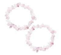 KRYMSON 2 Stück Rosenquarz-Armband, Rosa Naturstein-Elastisches Armband, Mädchen-Edelstein-Schmuck, Unregelmäßiges Kristallstück-Armband, Kies-Armband-Schmuck
