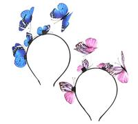 KRYMSON 2 Stück Schmetterlings-Stirnbänder, Feen-Stirnbänder, Elfen-Stirnbänder, Schmetterlingsflügel-Haar-Accessoires, Cosplay-Haar-Accessoires, Damen-Haar-Accessoires