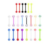 KRYMSON 22 Stück Bunte Zungennägel, Zungennägel Aus Acryl, Zungenpiercing-Schmuck, Brustwarzenstäbe, Brustwarzenpiercing-Schmuck, 14 G Weicher Stab-Piercing-Schmuck, 16 Mm Vibrierender Zungenring