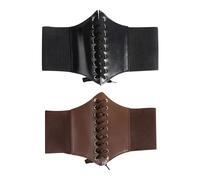 KRYMSON 2er-Pack Damen-Korsetts, Damen-Stretch-Korsetts, Breite Elastische Taillenbänder, Damen-Piratenkorsetts, Breite Mid-Century-Vintage-Gürtel (Schwarz, Braun)
