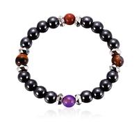 KRYMSON 2er-Pack Magnetische Armbänder, Magnetisches Armband, Chakra-Schmuck, Hämatit-Armband, Kugel, Elastisches Armband, Magnetisch, Unisex, Geeignet Für Den Alltag Und Party-Events