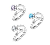 KRYMSON 3 Stück Umarmungsringe, Freundschaftsringe, Herzringe, verstellbare Ringe, offene Ringe, gravierte Ringe - Geschenke für Frauen (weiß, blau, lila)