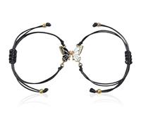 KSBBHDS 1 Paar Schmetterlings-Freundschaftsarmband, Geflochtenes Passendes Armband, Goldenes Schmetterlings-Distanzarmband, Schmetterlings-Anhänger-Freundschaftsarmband (Schwarz Und Weiß)