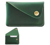 Ksheria Schlank und kompakt. Retro-Leder-Kartenhalter - 10,5 cm x 7 cm, schlanke Brieftaschen für Damen und Herren, ideal für Business und Alltag, Grün , Allgemein