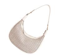 Ksikdeg Damen-Umhängetasche, Stroh, gewebt, einfache Knödel, Retro, Schultern, Achselhöhle, lässig, Kuriertasche für den Alltag, gewebte Schulterknödel, einfache Crossbody-Achselhöhle, beige, One Size